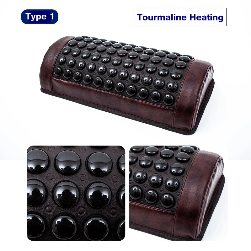 

220V Natural Stone Heating Massage Pillow Tourmaline Bian Stone Hot Compress Jade Therapy Neck Massager Relieve Cervical Pain