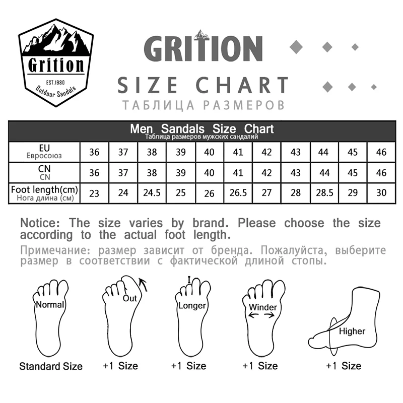 

GRITION Men Sandals 2021 New Fashion Summer Beach Shoes Male Casual Outdoor Rubber Sandals Non-Slip High Quality 40-46 Big Size