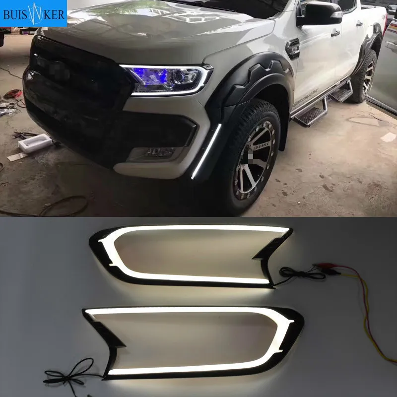 DRL LED daytime Headlight cover for ford ranger T7 2016 - 2018 accessories for ford ranger everest endeavour 2017