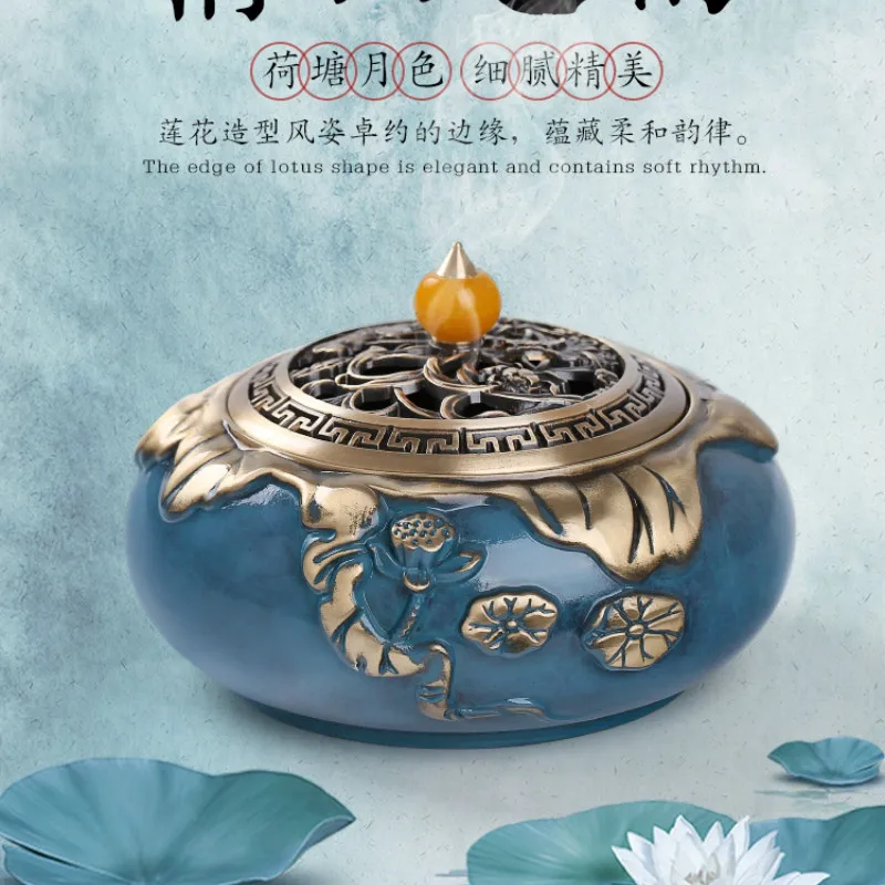 

Chinese Incense Burner Brass Buddhist Supplies Home Incense Holder Portable Incienso Quemador Aroma Oil Burner Home Decor MM50XL