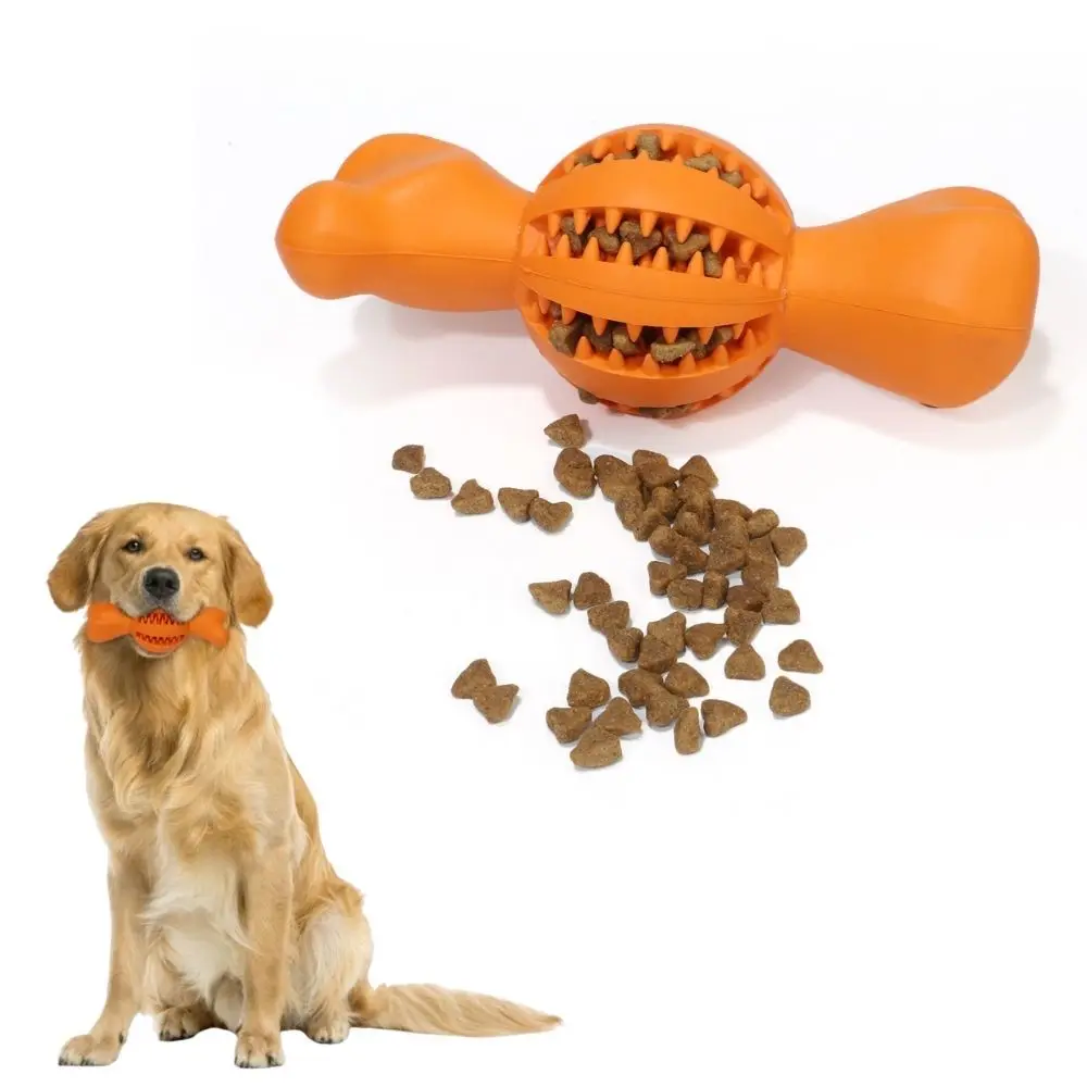 

Dog Chewing Toy Non-Toxic Bite-Resistant Natural Rubber Ball Pet Food Feeder Dispenser Teeth Cleaning Molar Dog Interactive Toys