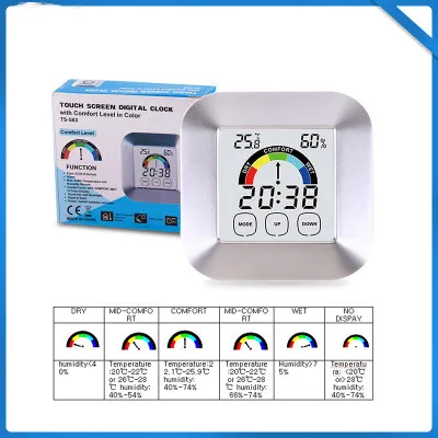Цифровой домашний тестер температуры и влажности с цветным сенсорным экраном
