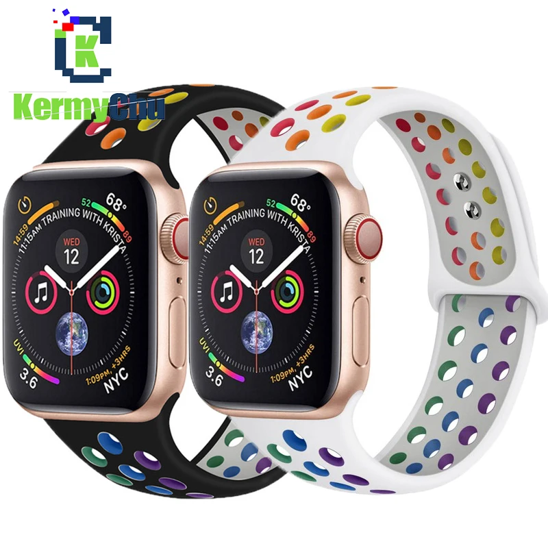 Цветной силиконовый ремешок для Apple Watch Band 44 мм 40 42 38 резиновый браслет Iwatch Series 5 4 3 2