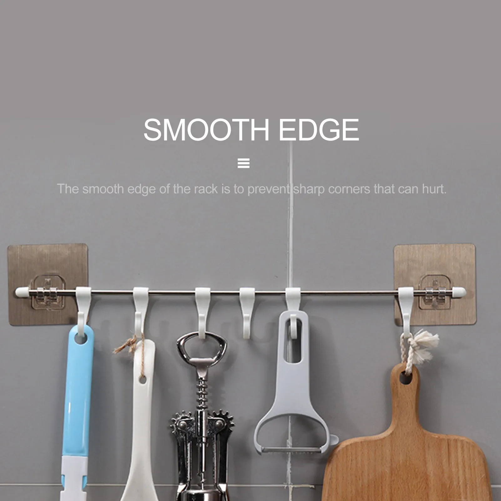 

Hook Rack 6 Hooks Rail Wall-Mounted Farmhouse Rack No-drilling Bathroom Storage Hook Easy Installation Kitchen Towel Hooks
