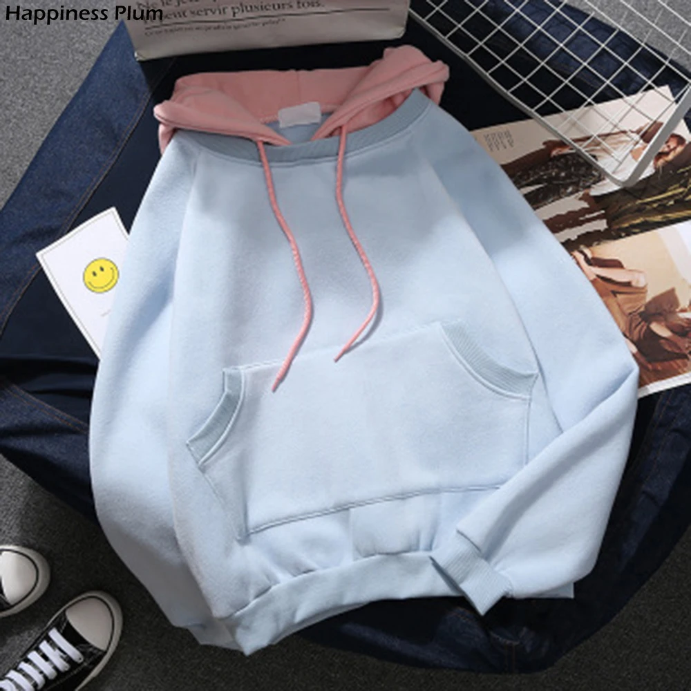 

Women's Sweatshirt Solid Hoodies Harajuku Tops Fashion Winter Patchwork Hoodies For Women Warm Sweatshirts Hot Oversized Hoodies