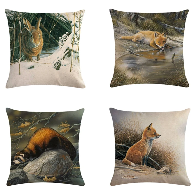 

Наволочка для дикой природы, лиса, животное, искусство, домашняя декоративная наволочка для спальни