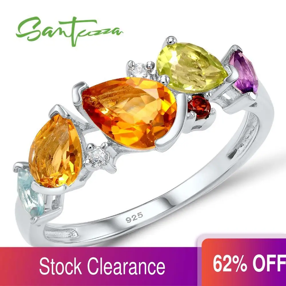 Женское серебряное кольцо SANTUZZA из стерлингового серебра 925 пробы с драгоценными