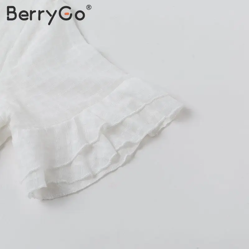 BerryGo элегантное гофрированное белое платье с запахом женское праздничное пляжное Стильное женское платье v-образный вырез в клетку ТРАПЕЦИЕВИДНОЕ женское платье миди