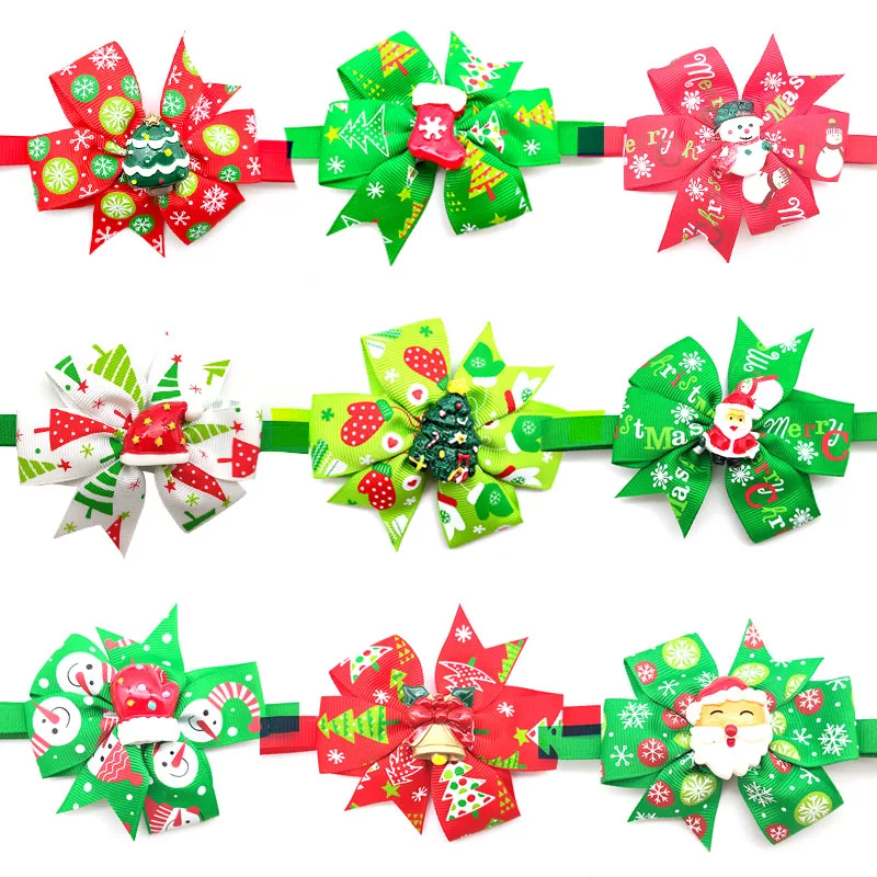 Filhote de Cachorro Festa de Natal do Cão Natal Cachorro Laço Laços Gravata Ajustável Pet Cão Grooming Acessórios 30 – 50 pc