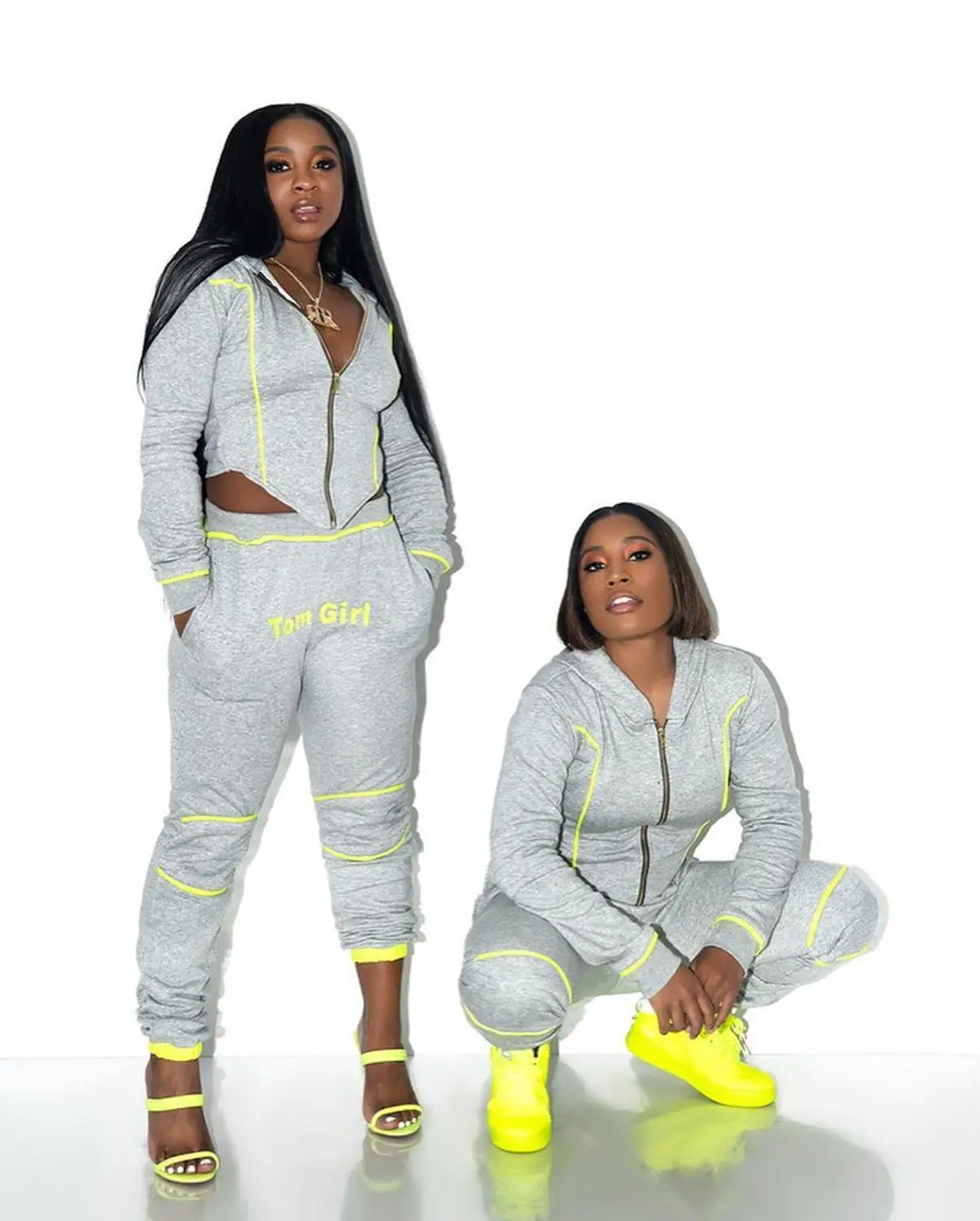 

Activewear tracksuit women two piece matching sets clothes long sleeve coat top + high waist stacked joggers suit streetwear