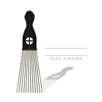 senior black metal african pick comb for professional salon use hairdressing styling tool insert hair wide teeth fork combs