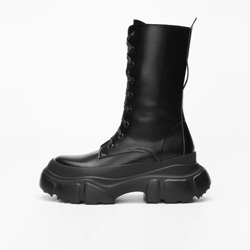 

2022 New Fashion Platform Ankle Boots Women Autumn Lace Up Motorcycle Boots Side Zipper Thick Bottom Women Boots Winter Shoes