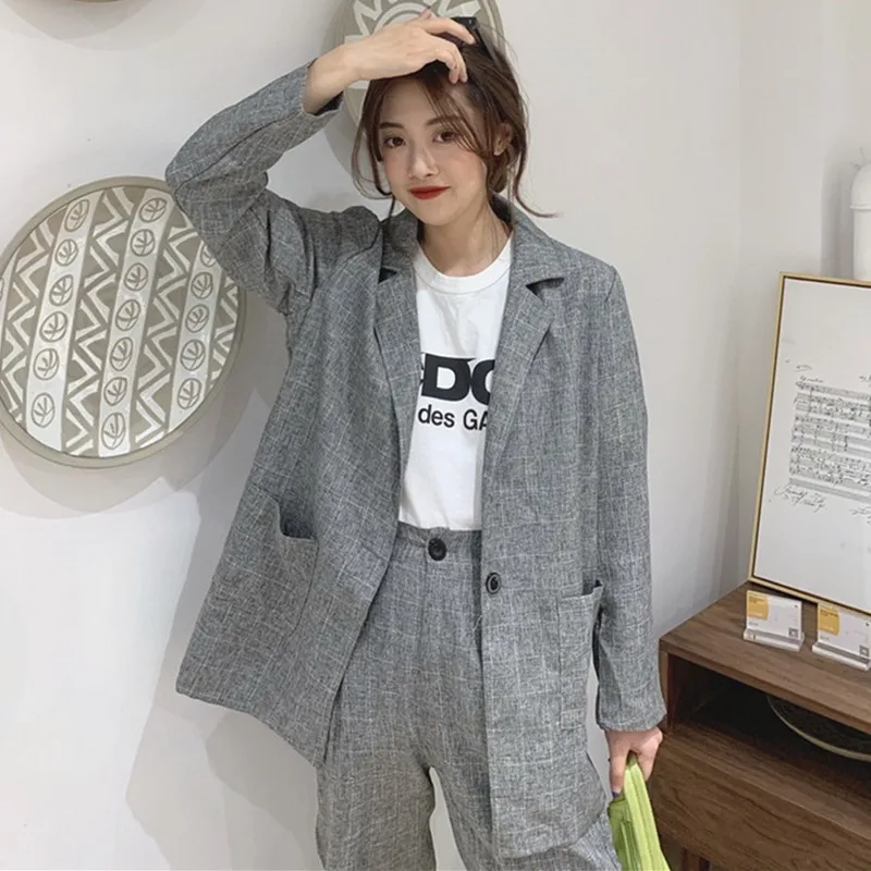Женский винтажный костюм из двух предметов элегантный клетчатый пиджак и