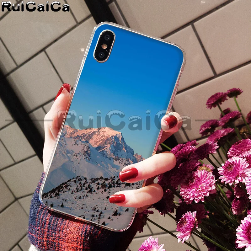RuiCaiCa зимний Снежный горный Sceneary Мягкий ТПУ чехол для телефона Apple iPhone 8 7 6 6S Plus X XS MAX 5 5S SE XR сотовые телефоны