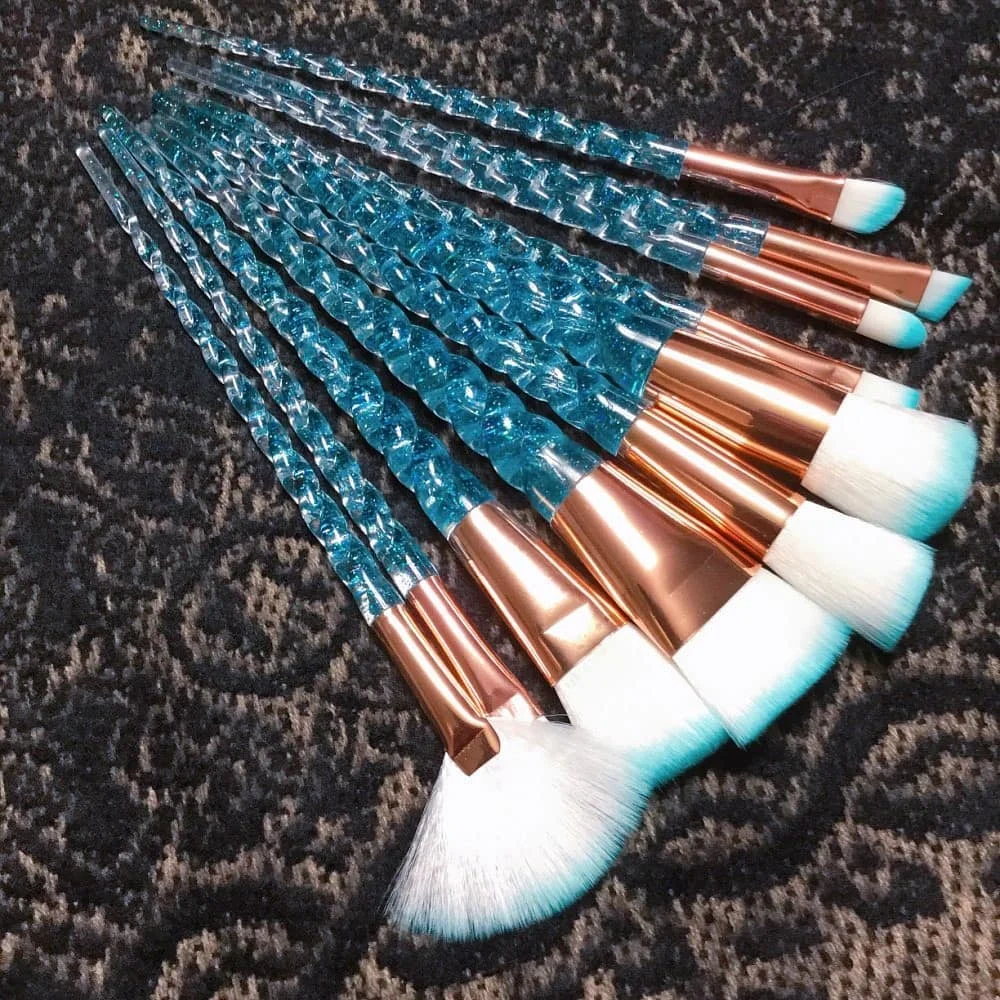 

10pcs/set Makeup Brushes Set Blue Foundation Powder Cosmetics Blush Eyeshadow Women Beauty Glitter Make Up Brush Tools
