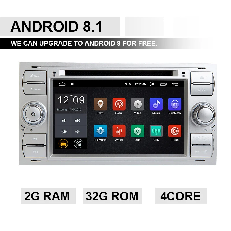 Andriod 8.1 32 ROM 2 din Android 9,0 Автомагнитола для Ford Focus 2 3 mk2 Ford Fiesta Mondeo 4 C-Max S-Max Fusion Transit Kuga мультимедиа dvdNavigation - Цвет: Andriod 8.1 32 ROM