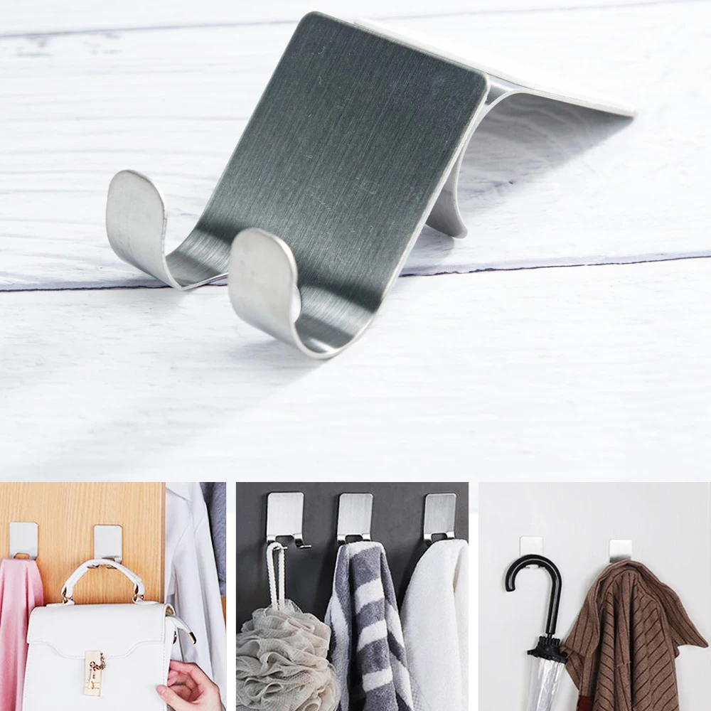 

1pc Stainless Steel Bathroom Shaver Holders Storage Rack Stick on Wall Hook Razor Rack Holder Shaver Hanger Bathroom Accessories