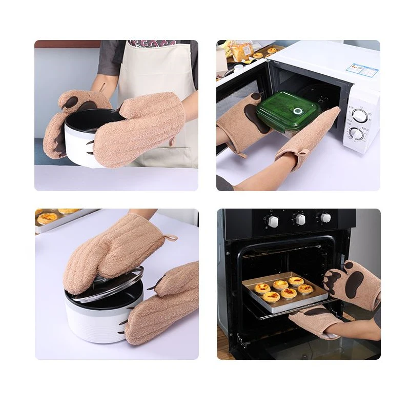 

Baking Insulation Gloves For BBQ Or Kitchen Microwave Glove Potholder Polyester Oven Thickened Oven Mitts Potholder Pad