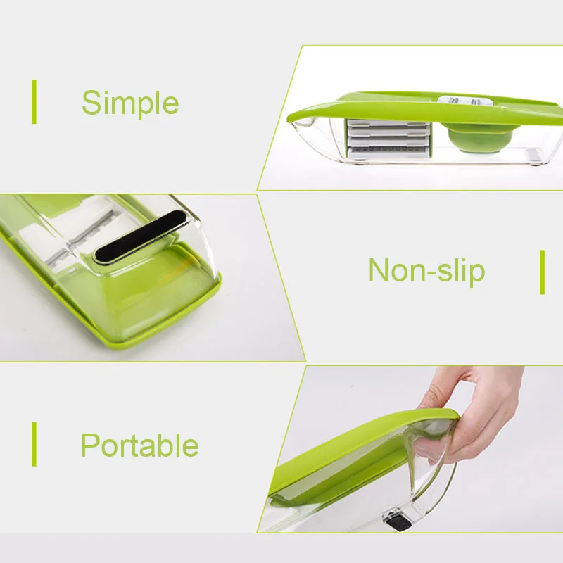 Ручной измельчитель овощей со стальным лезвием мандолина слайсер для продуктов