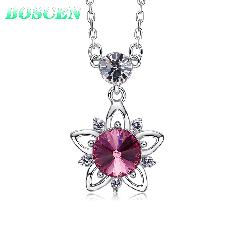 Женское ожерелье из серебра 925 пробы украшенное австрийским кристаллом|Ожерелья|