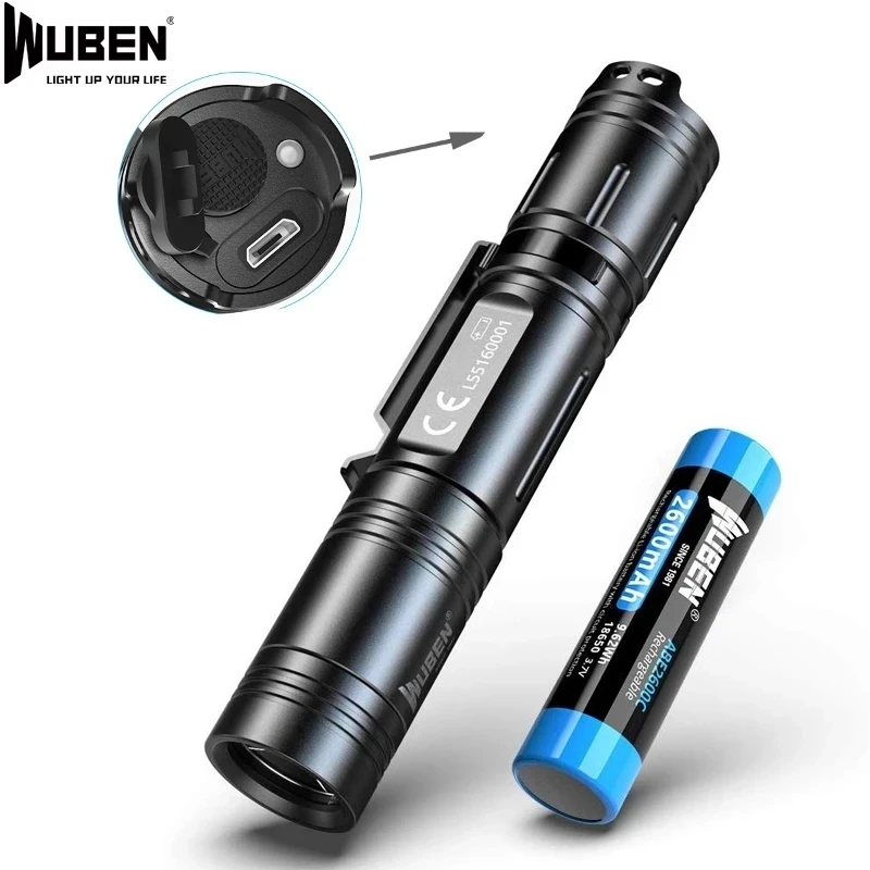 Wuben L50 USB Перезаряжаемые фонарик P9 Светодиодный max 1200 люмен светодиодный луч