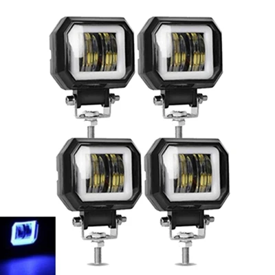4pcs S Blue halo YAIT 3 дюйма 12 В 24 в 6000 К водонепроницаемый круглый светодиодный светильник ангельские глазки бар внедорожный автомобиль лодка светодиодный светильник квадратный Halo Кольцо рабочий светильник - Цвет: 4pcs S Blue halo