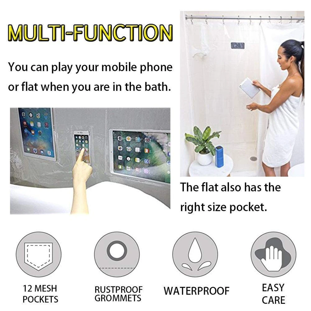 Многофункциональная карманная занавеска для душа телефона планшета
