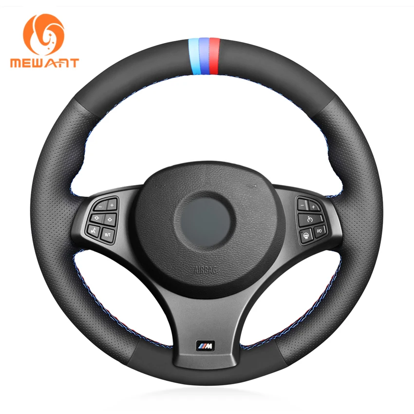 

MEWANT Black Genuine Leather Suede Steering Wheel Cover For BMW X3 (M Sport) E83 2005 2006 2007 2008 2009-2010