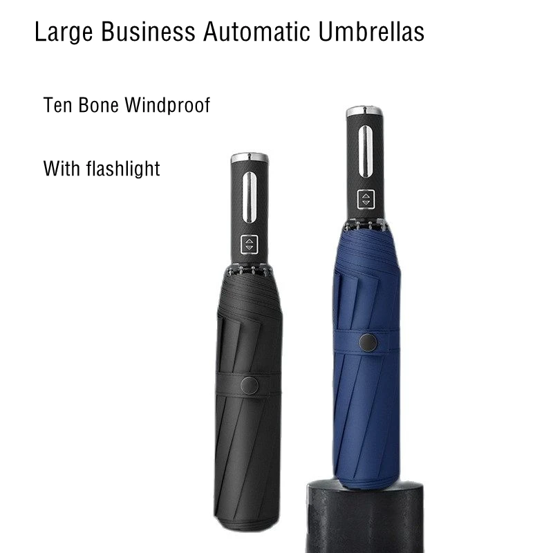 

Female Male Ten Bone 3 Fold Luxury Large Business Umbrellas Men Rain Women Gift Parasol Windproof Automatic Folding Umbrella