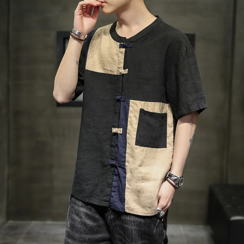 Традиционная китайская одежда для мужчин ханьфу Этнические Ретро Топы уличная