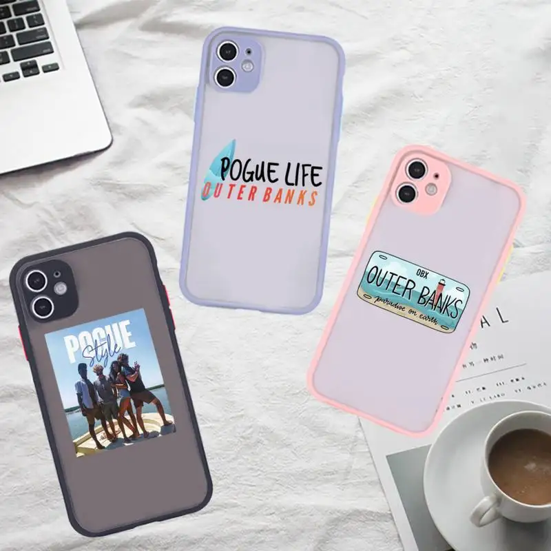 

Outer Banks-Livin' The Pogue Life Phone Case For iPhone 12 11 Mini Pro XR XS Max 7 8 Plus X Matte transparent Gray Back Cover