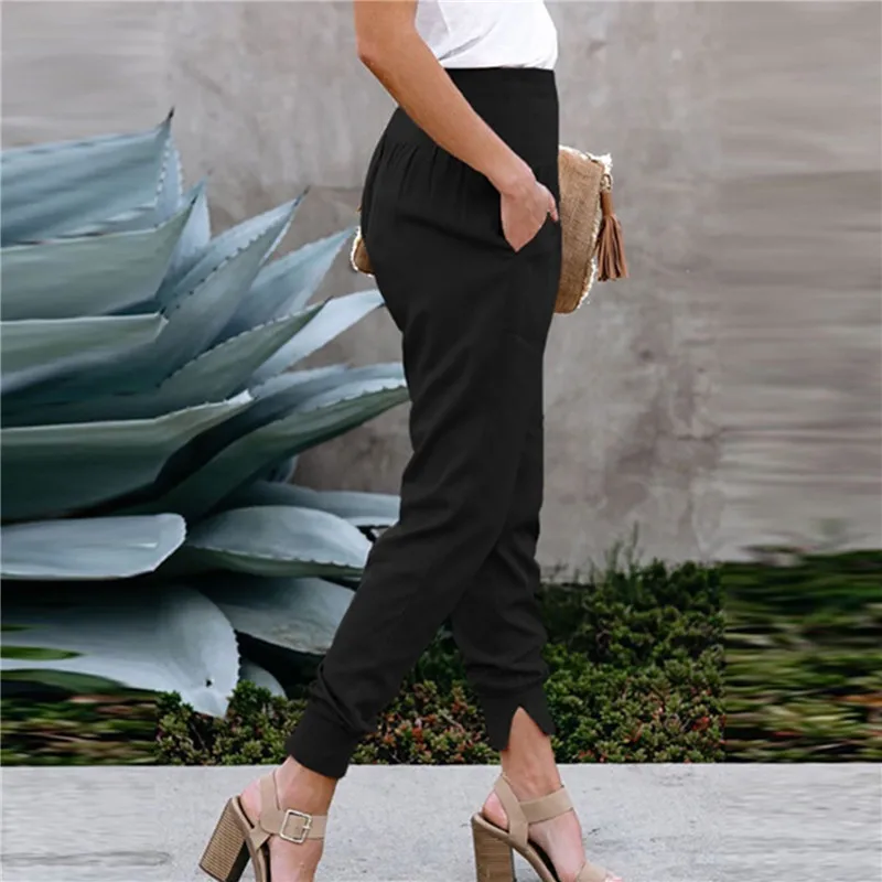 

Women Trousers Solid Color High Waisted Pants Autumn Winter High Waist Trousers Lady Comfortable Breathable All-match Pants