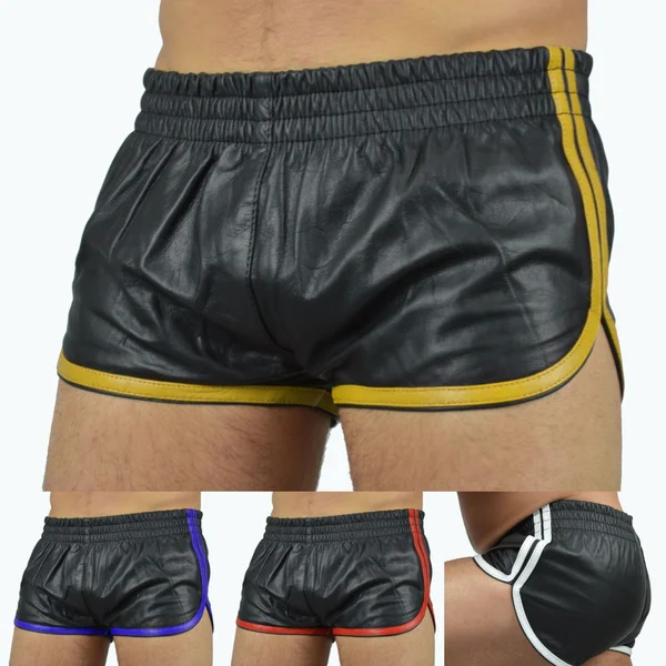 Leather Shorts Lammnapa, Leather Boxer Shorts, Sports Leather Shorts, Short Pants- Show Original Title
