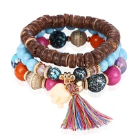 fashion natural stone bead tassel bracelets for women bohemian multi layer ethnic charm bracelet bangles wristband jewelry girls