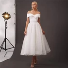 Простые свадебные платья, короткие трапециевидные платья по индивидуальному заказу, длиной ниже колена, платье невесты с открытыми плечами, женские свадебные платья, 2021