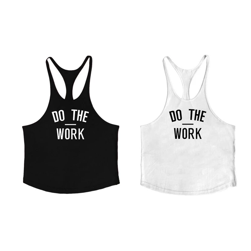 

Модная женская одежда, майка с Y-образной спинкой, майка для тренажерного зала, мужской жилет для фитнеса, хлопковый L белый и черный