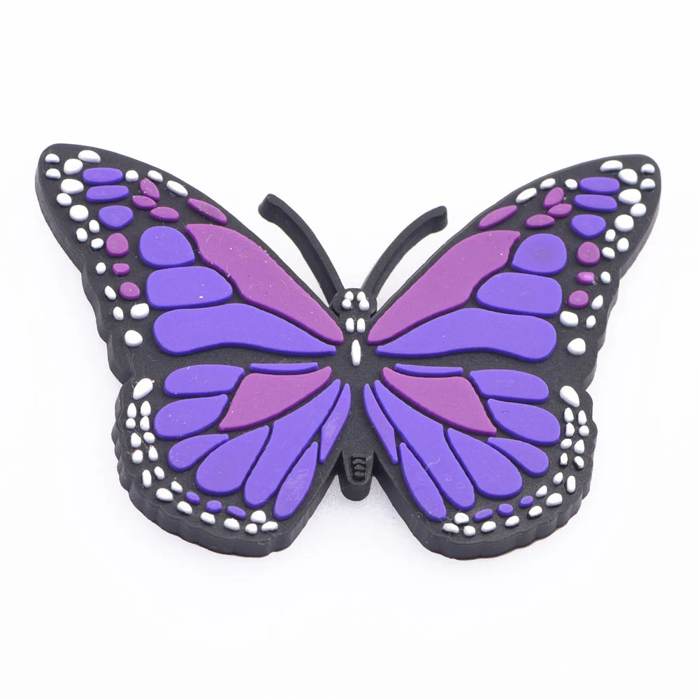 1PCS PVC Butterfly Croc Charms  Shoe Decoration Beautiful Nails Famous Singer Buckles Garden JIBZ Accessories For Gifts