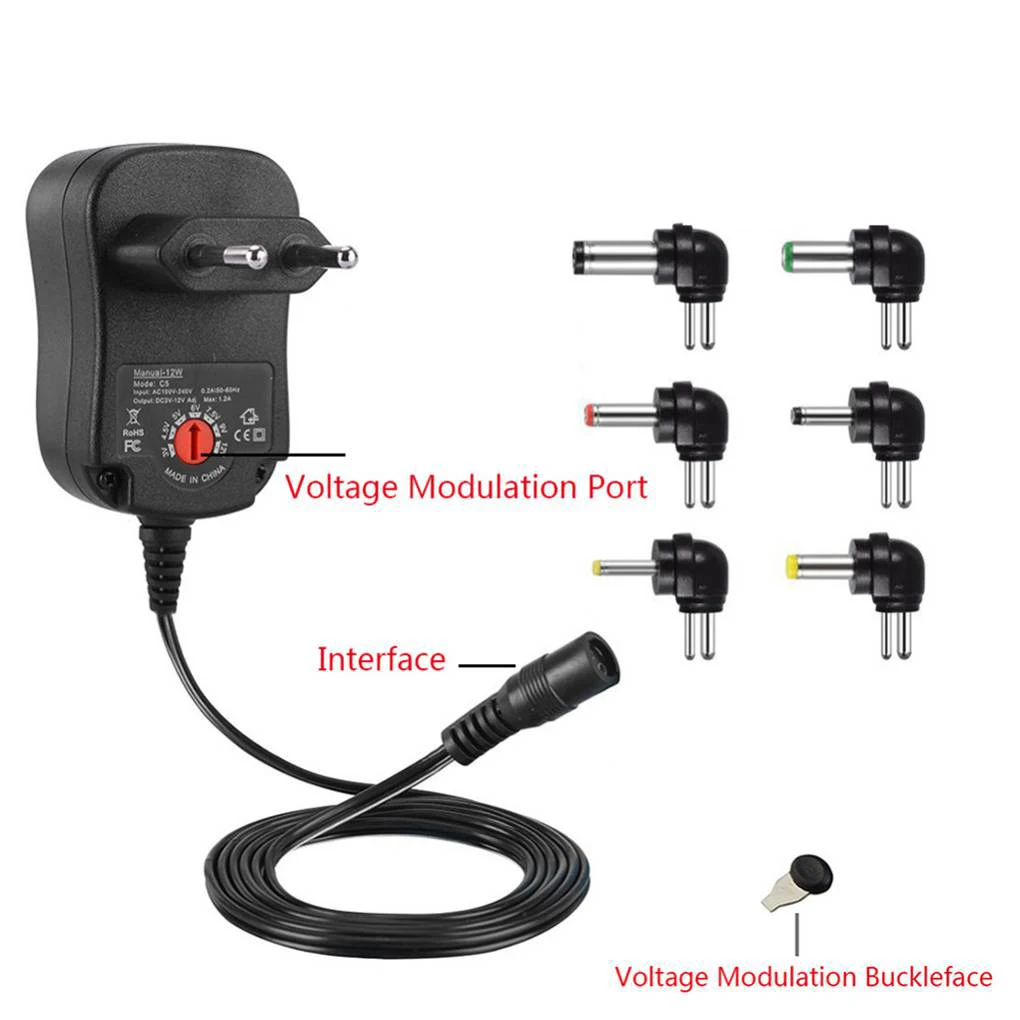 Адаптер источника питания переменного/постоянного тока 12 Вт Регулируемый