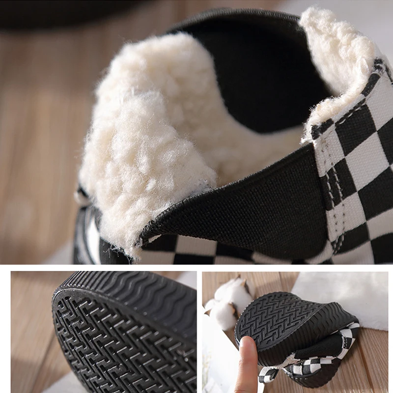 Зимние детские ботинки парусиновые для мальчиков и девочек хлопковые с мягкой