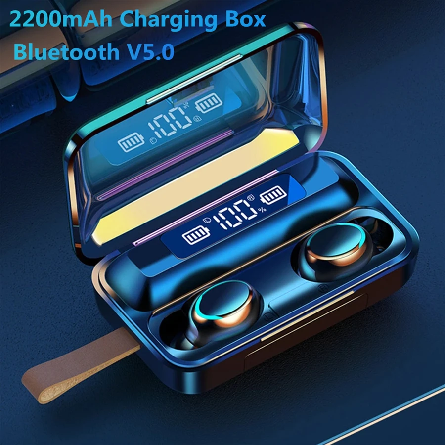 

TWS Bluetooth 5.0 Earphone 2200mAh Charging Box Wireless Headphones With Microphone 9D Hifi Stereo Sports Earbuds Gaming Headset