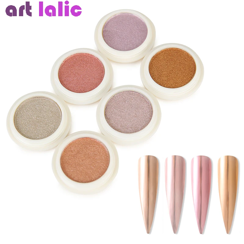 6 цветов/набор зеркальный лазерный лак для ногтей блестящие Твердые порошки