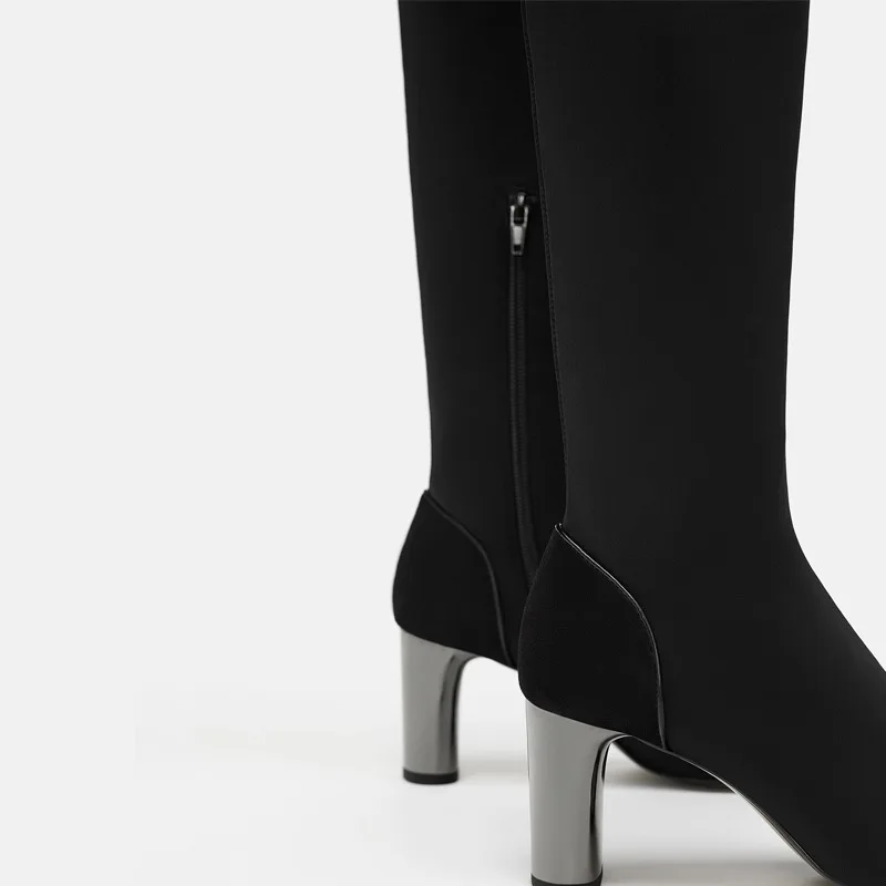 2020 узкие эластичные сапоги выше колена Пикантные женские зимние с острым носком