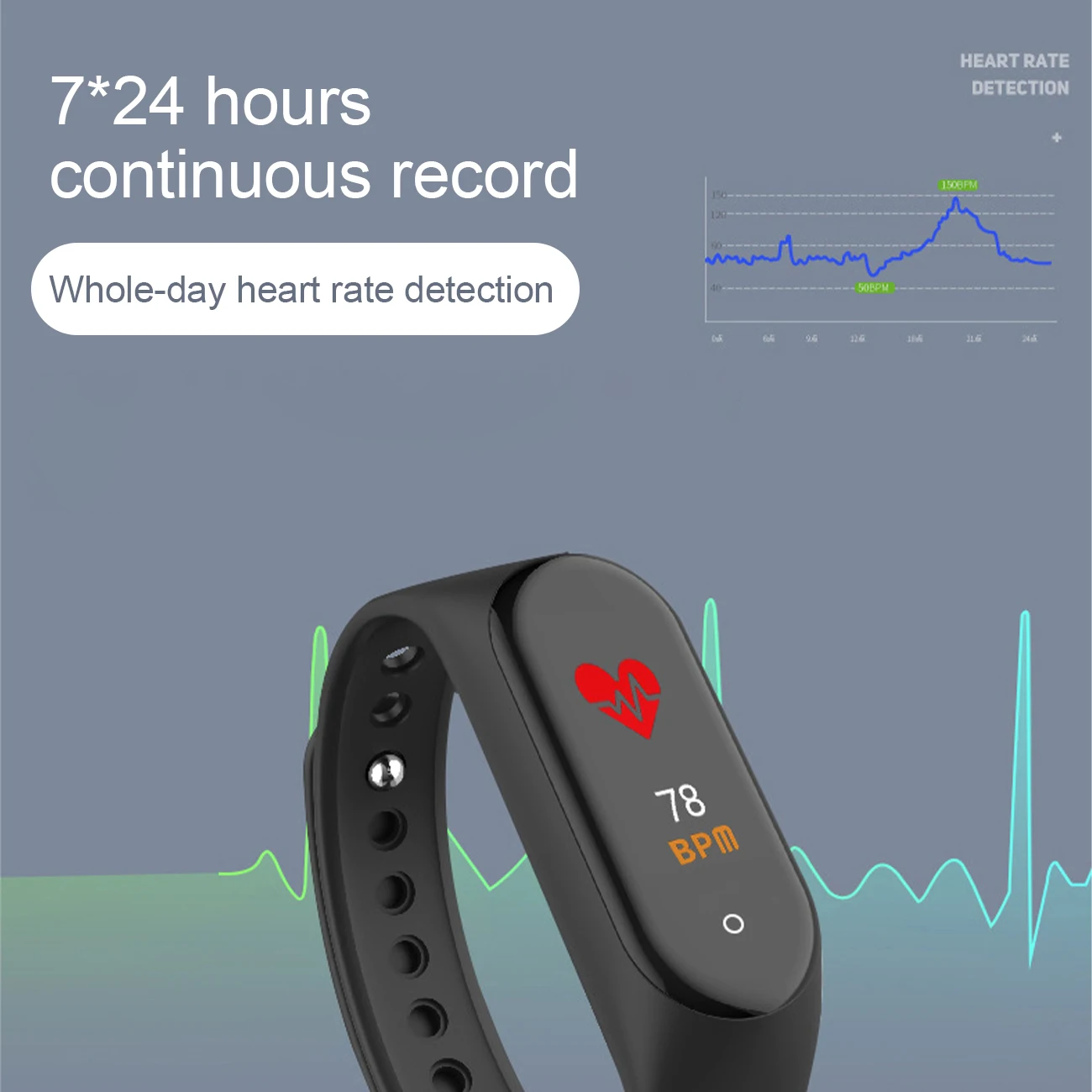 

M4 Smart Band IP67 Waterproof Sports Bracelet Pedometer Heart Rate Blood Pressure Bluetooth Health Tracking Device