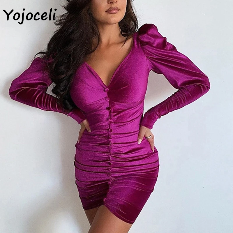 Сексуальное бархатное платье Yojoceli с v образным вырезом для вечерние НКИ женское