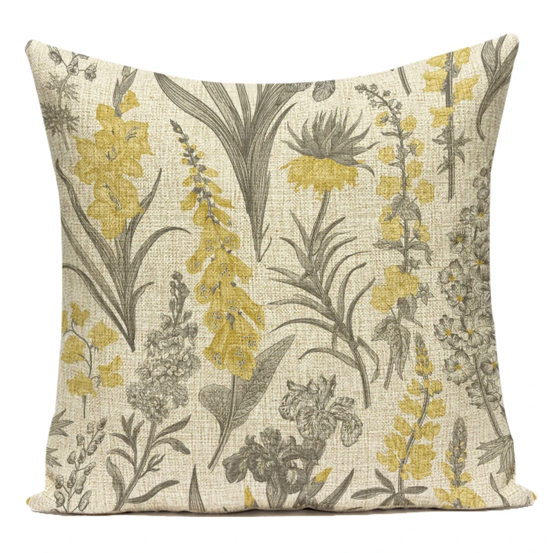 

Декоративные подушки из льна с цветочным принтом 45x45 см