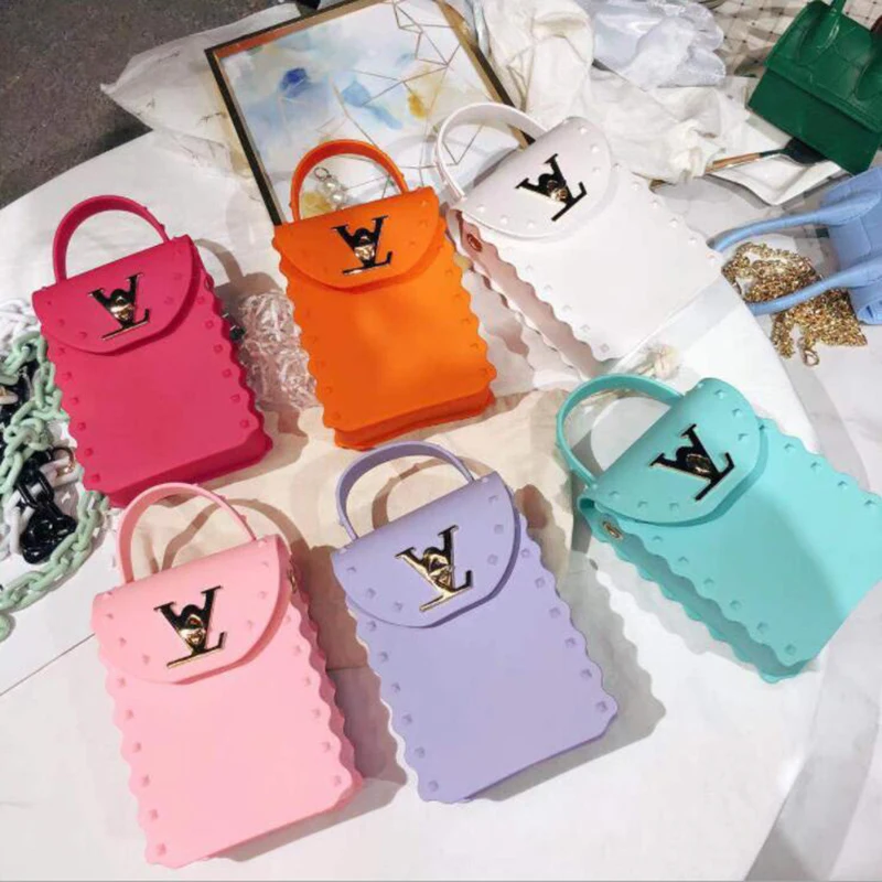 

Jelly Girls Hand Bags Small Chain Mini Jelly Bag PVC Jelly Purses