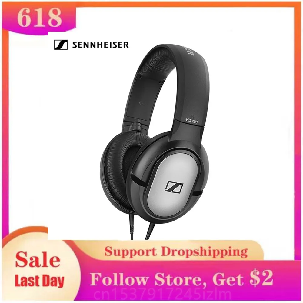 

Проводные наушники Sennheiser HD206 с шумоизоляцией, 3,5 мм, Hi-Fi стереогарнитура с глубокими басами, наушники-вкладыши с микрофоном