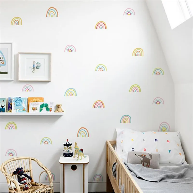 

Colorful Rainbow Wall Sticker Bedroom Kids Rooms ation Mural NEW YEAR Decals Nursery Stickers for Kids Room Mural NEW YEAR