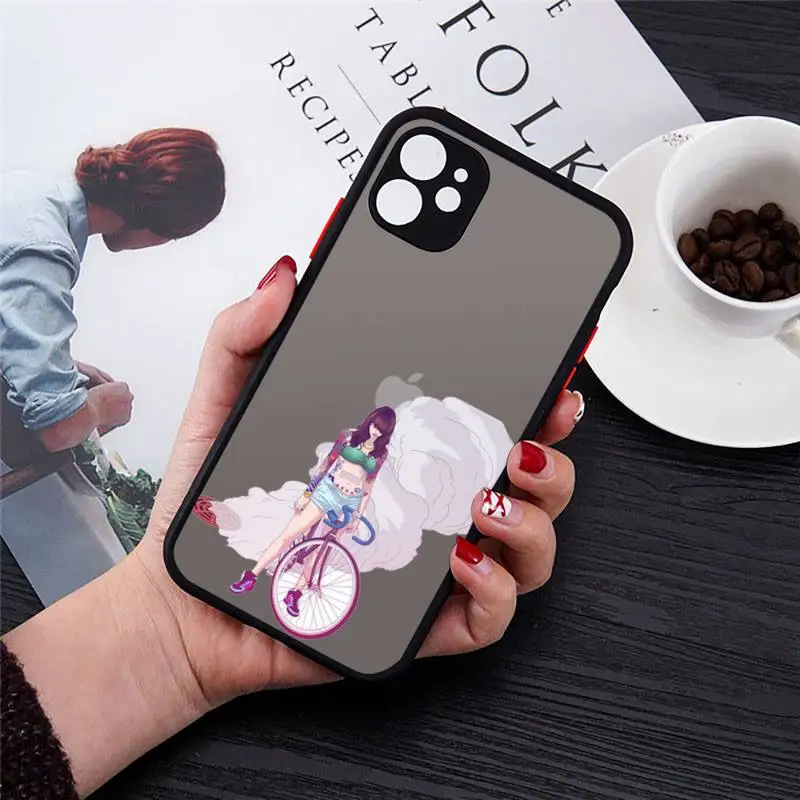 

Bicycle riding girl cartoon Phone Case matte transparent For iphone 7 8 11 12 plus mini x xs xr pro max cover