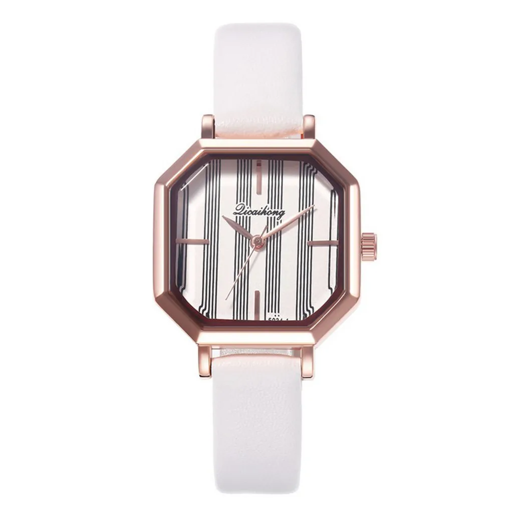 Квадратные женские часы модный кожаный ремень в виде ракушки простой полосатый